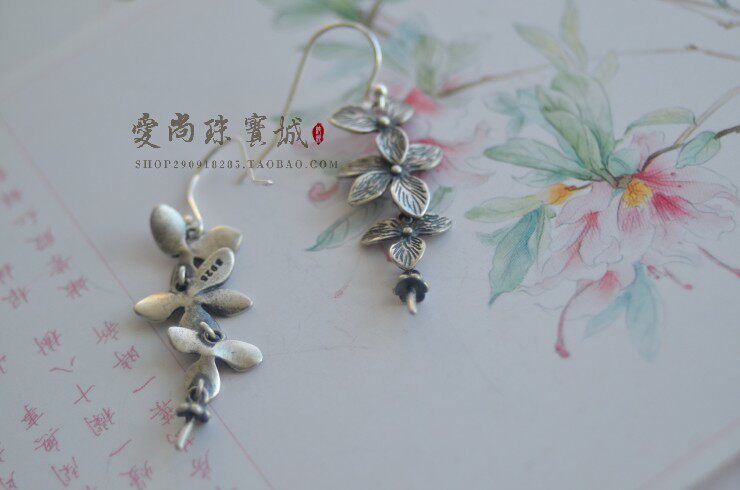SILVER EARRINGS RETRO FROSTED LEAF EARRINGS STICKABLE JADE PEARL DIY  EARRINGS ACCESSORIES