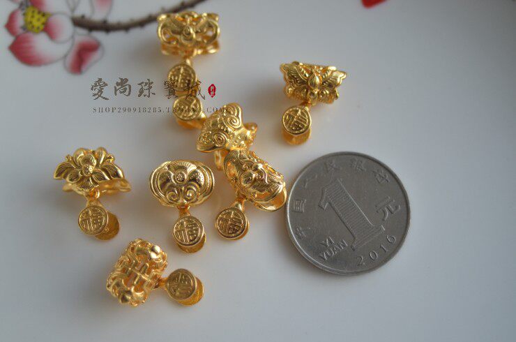 [순은 두꺼운 금 도금]  실버 버클 클립 박쥐 RUYI 나비 옥 크리스탈 클립 DIY 액세서리