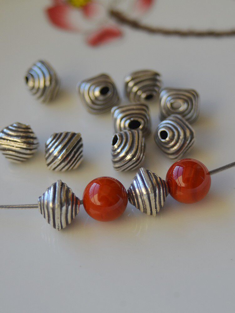 THAILAND CHIANG MAI HANDMADE SILVER  LOOSE BEADS IRREGULAR WINDING BEAD BEADS BRACELET BEADS DIY BRACELET BEADS MATCHING