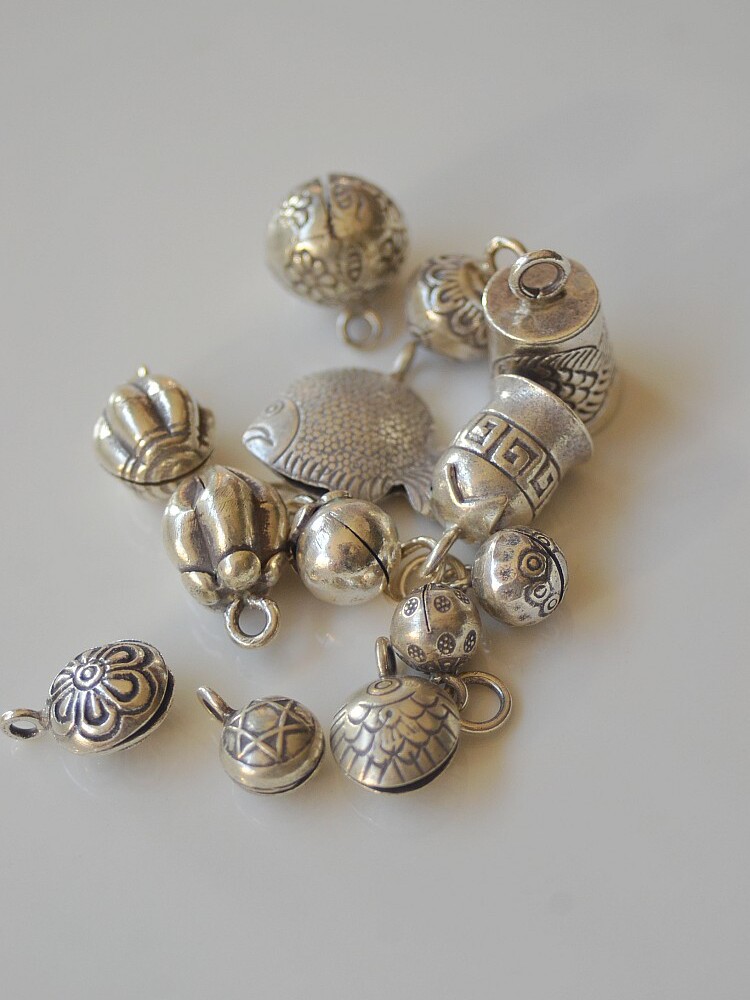 치앙마이 태국 수제 실버 액세서리  레트로 벨 맞춤 액세서리 DIY 매칭 실버 벨 액세서리