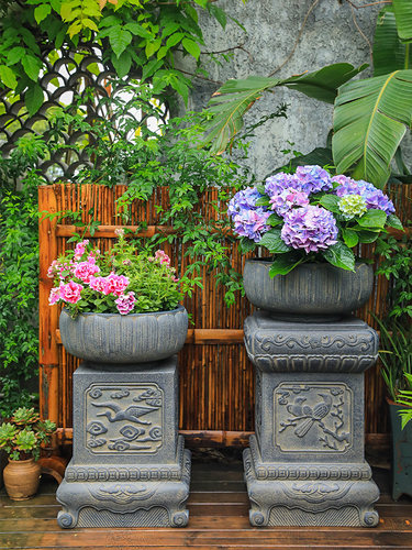 陋石坊石墩花盆底座庭院摆件造景布置花园装饰彷石雕中式彷古柱墩