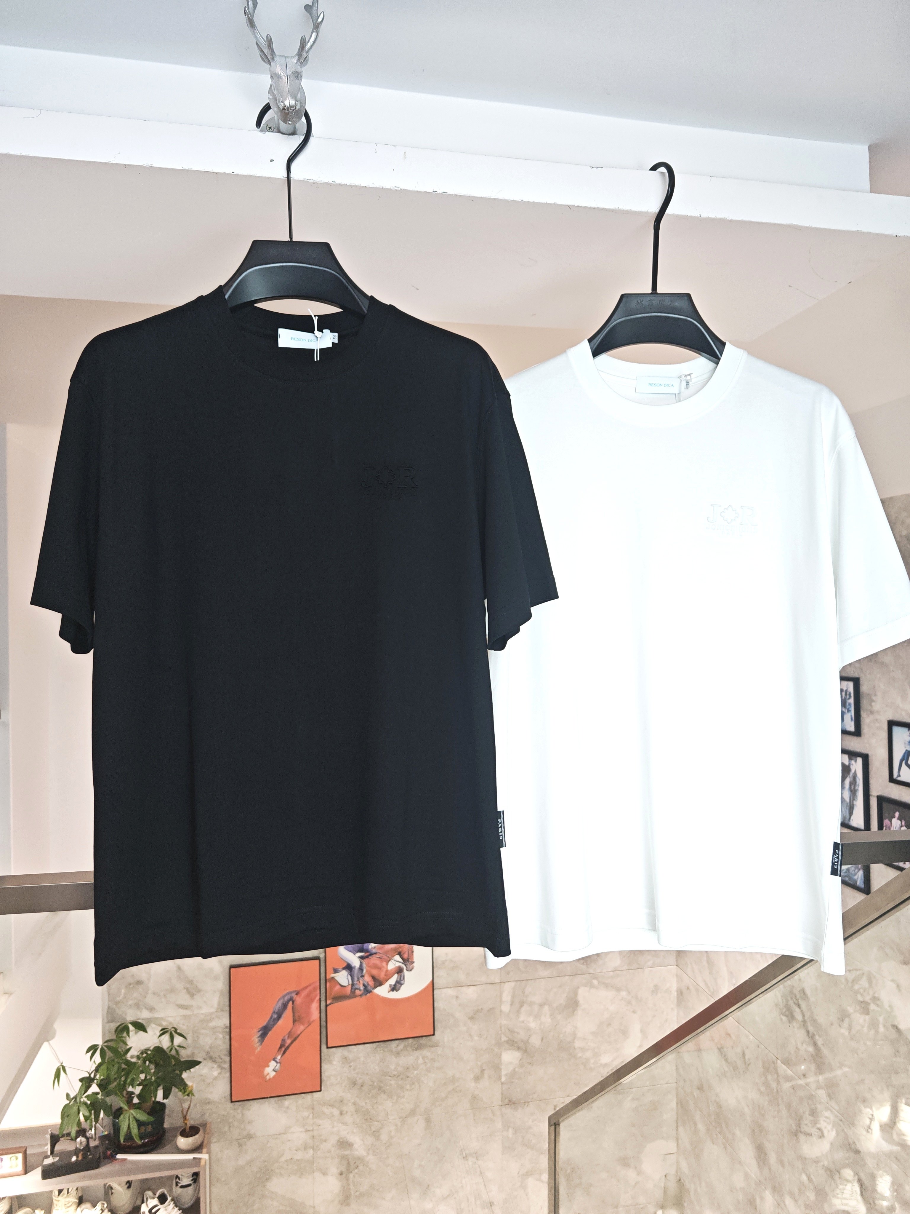 2026春新款男士全棉宽松短袖T恤百搭时尚圆领小字母印花半袖上衣