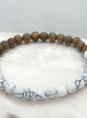 简约金丝檀木串珠手链女小众百搭手串蓝砂石手饰