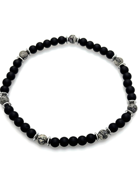 百搭地图石磨砂石串珠手链4mm弹力手串简约饰品