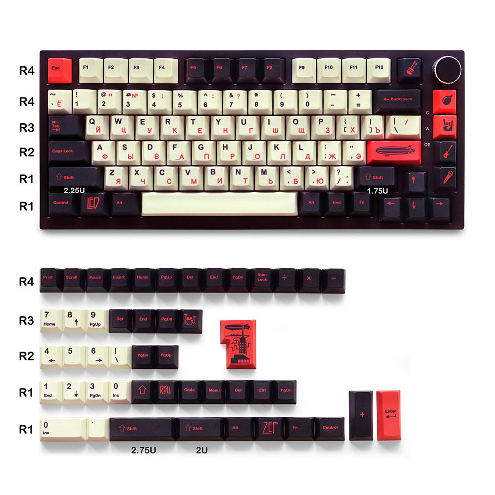 俄文GMK Led Zep飞艇键帽热升华PBT原厂高度适配十字轴机械键盘