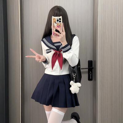 白三本水手服日系校供女上衣套装