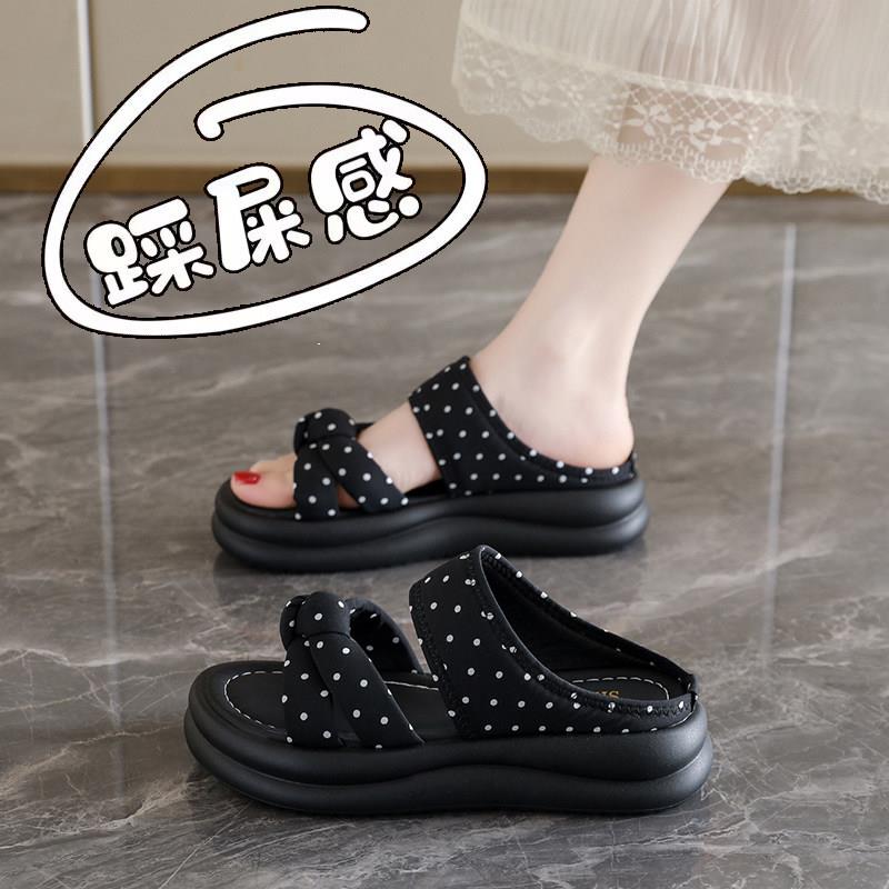 黑色厚底一字拖鞋女款2026