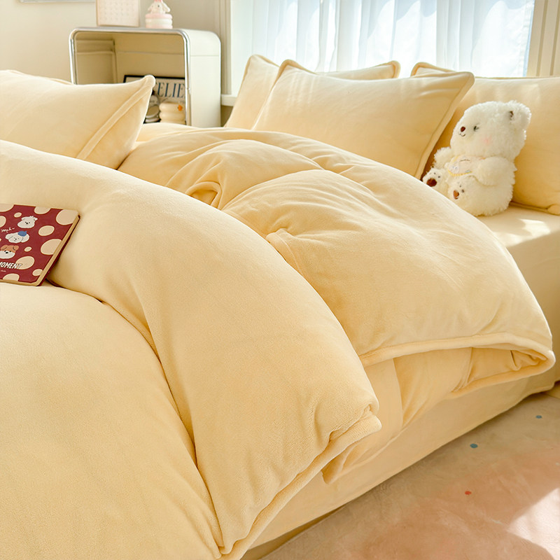牛奶绒四件套珊瑚绒2026新款秋冬季加绒三件套毛绒法兰绒床单被套
