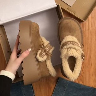 新款 8cm 2025年冬季 圆 深口橡胶棉高跟 2025春季