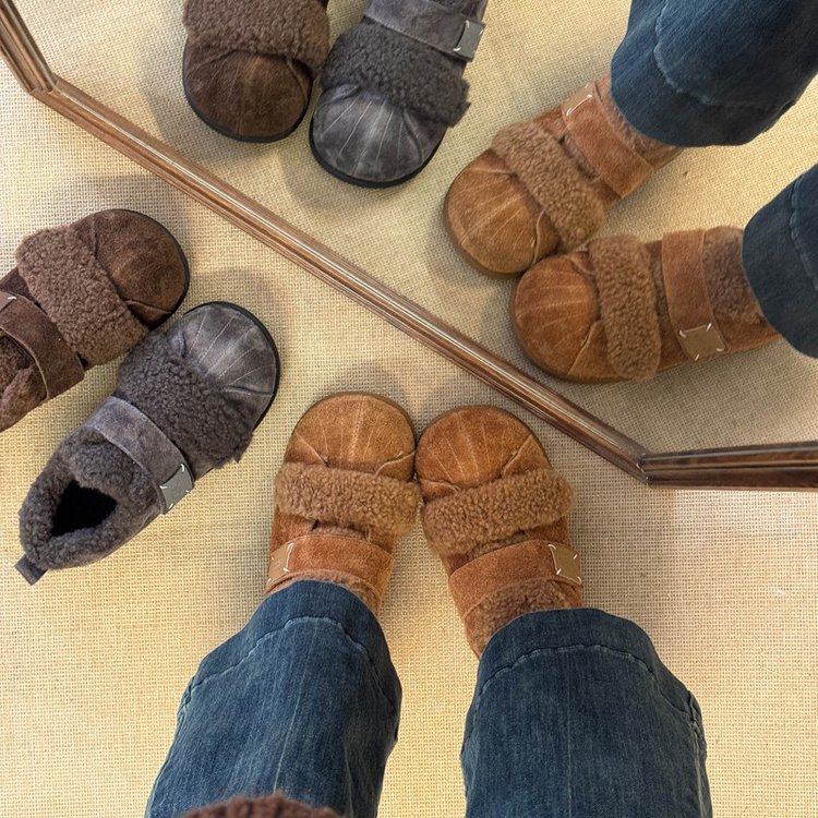 2025春季新款中跟(3-5cm)一脚蹬棉单鞋圆头绒面松糕底