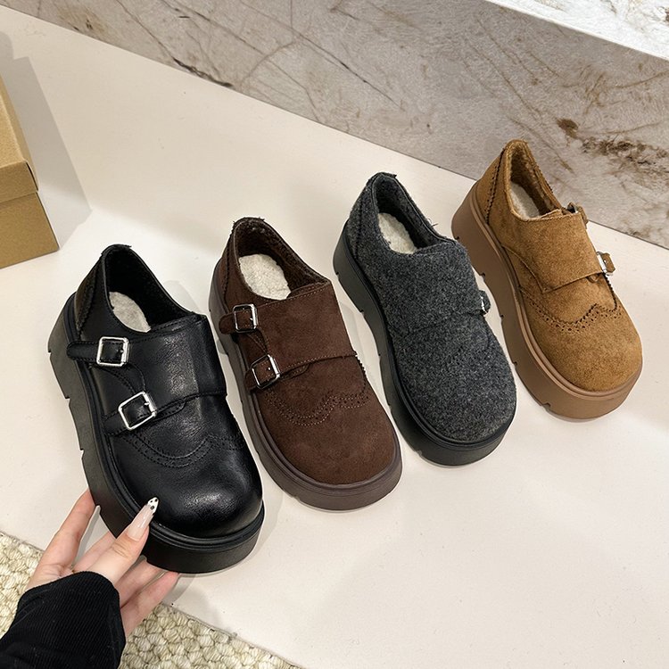 2025冬季新款松糕底圆头中跟(3-5cm)单鞋一脚蹬超细纤