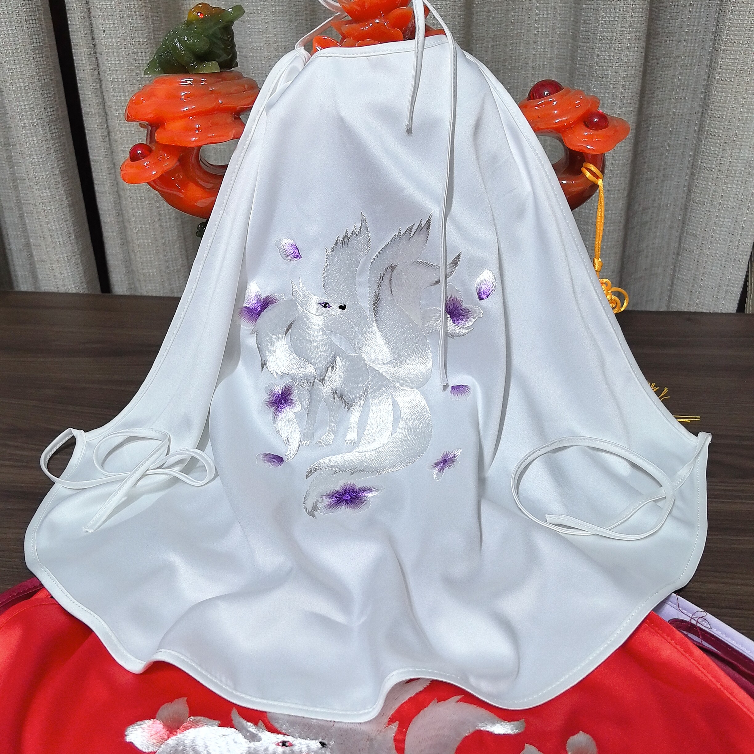 苏绣肚兜九尾狐女家居服古风刺绣内搭内衣汉服红色性感吊带九尾狐