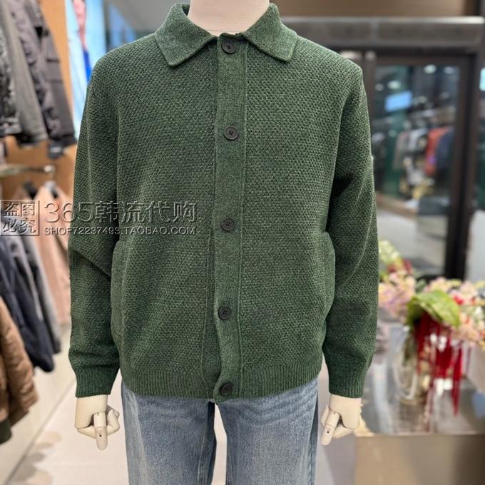 ZIOZIA ANDZ代购25年春季韩版纯色翻领单排扣长袖羊毛衫休闲外套