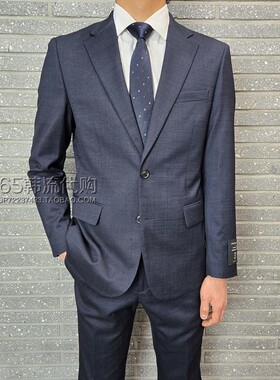 BASSO HOMME韩国代购25年春季深蓝色修身单排扣羊毛正装西服套装
