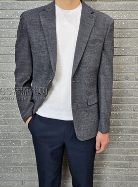 BASSO HOMME韩国代购2025年夏季韩版修身灰色羊毛便服单西服外套