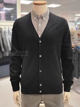 2023年秋季 OLZEN韩国代购 单排扣羊毛混纺针织毛衣外套 黑色V领开衫