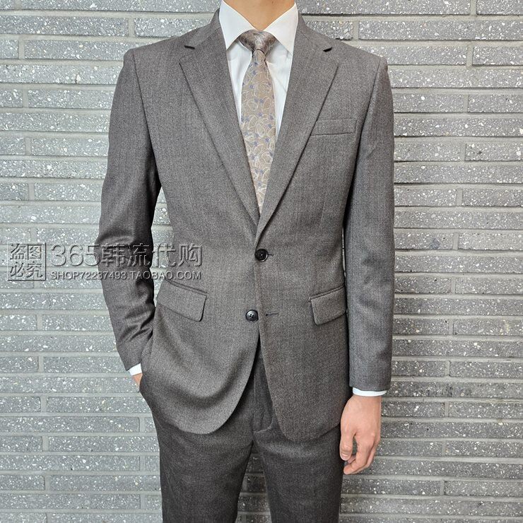 BASSO HOMME韩国代购25年秋季米色修身单排扣羊毛商务西服套装男