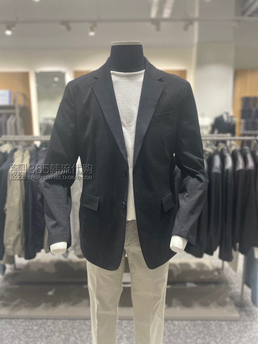 ziozia高端andz韩国代购2023年夏季深灰色单排扣便服单西服男装