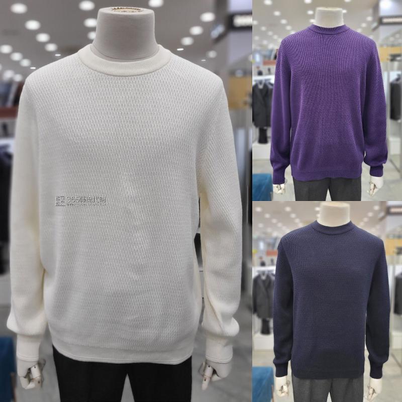 ZIOZIA高端ANDZ代购2024年冬季韩版纯色商务圆领针织打底羊毛衫男