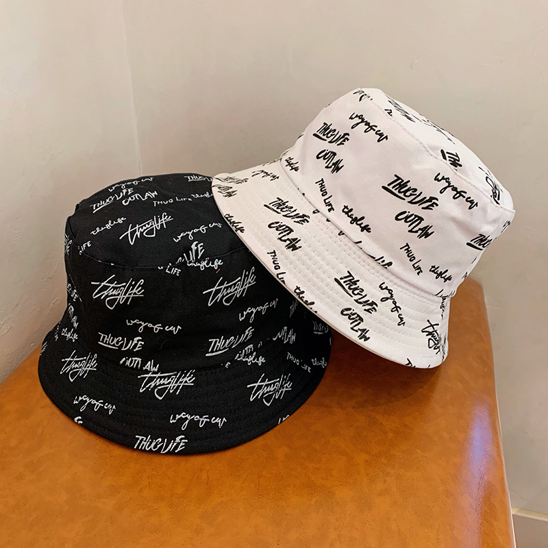 日系个性涂鸦双面渔夫帽子