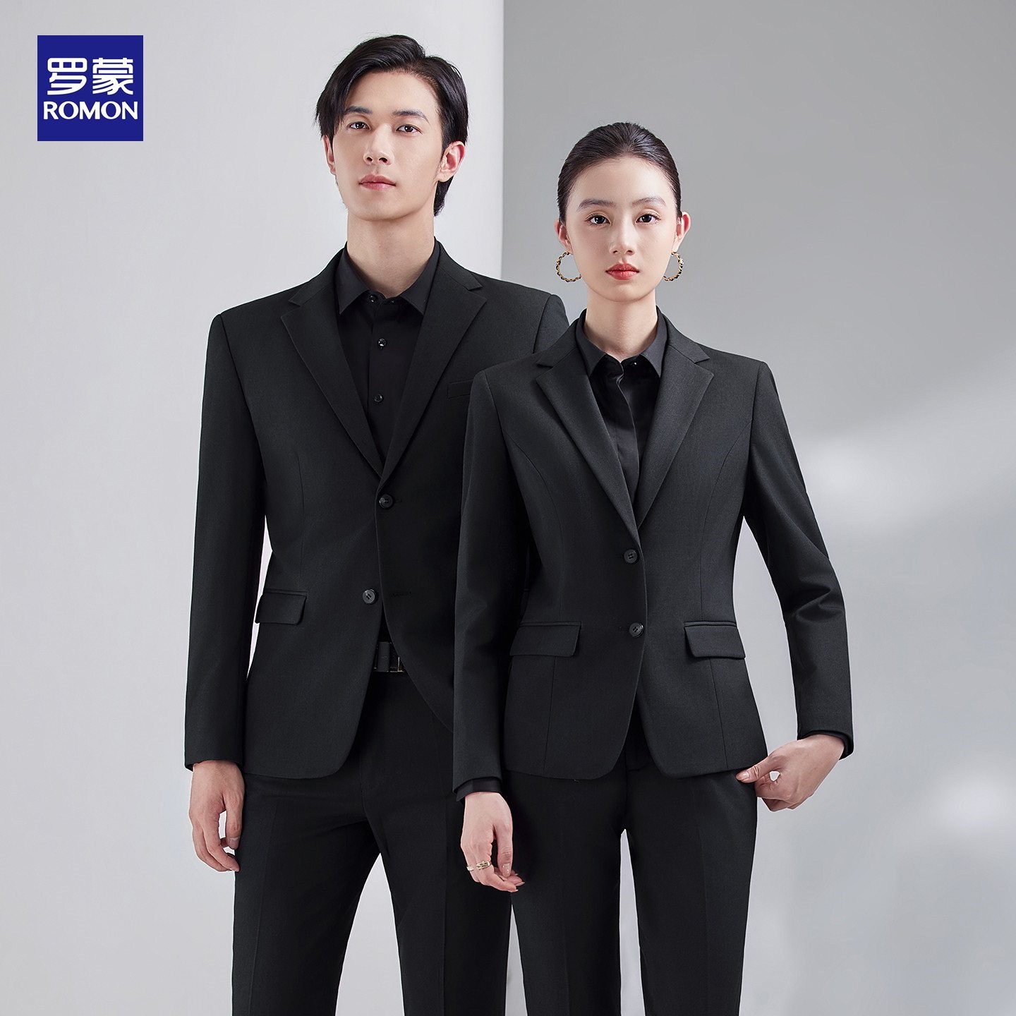 罗蒙西装男套装商务职业正装修身男女同款西服套装上班面试工作服