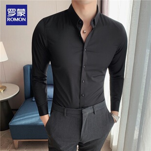 免烫白衬衣高级感西装 罗蒙衬衫 修身 商务休闲正装 内搭打底寸 男长袖