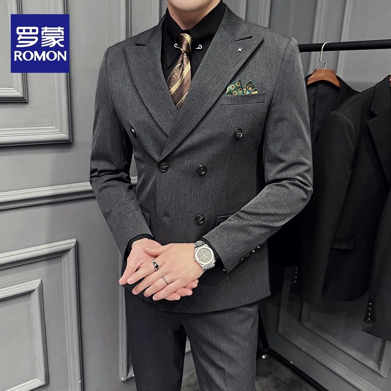 罗蒙西装男套装结婚正装新郎礼服