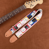 卡通猫咪电吉他背带贝司肩带木吉他民谣加宽个性 背带通用斜跨背带