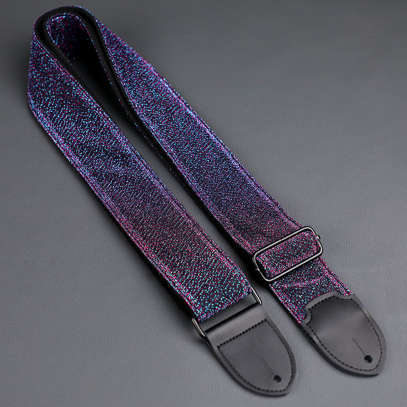 原创牛皮头星光闪闪通用吉他背带适用各种电吉他电贝斯民谣木吉他