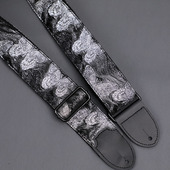 原创牛皮头银丝蝴蝶通用吉他背带适用各种电吉他电贝斯民谣木吉他