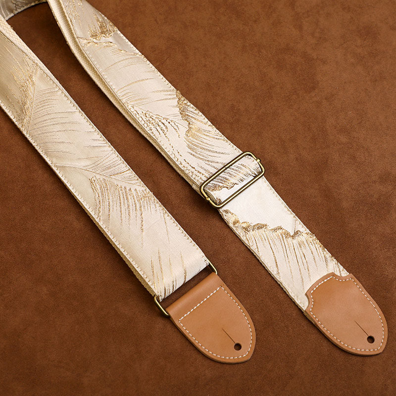 金线立体刺绣电吉他背带电贝司肩带通用民谣木吉他斜挎背带5cm