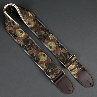 原创牛皮头金丝飞马通用吉他背带适用各种电吉他贝斯民谣木吉他带