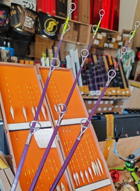 文兴紫色炫彩冰钓竿梢钛合金大导环