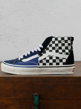 老万VANS蓝色棋盘格SK8-HI Premium解构款板鞋 VN000CNKBKC