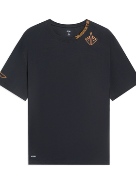 李宁正品男子新款休闲运动舒适百搭修身健身跑步短袖T恤ATSS587