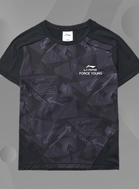 李宁童装新品新款夏季透气男童短袖T恤运动休闲针织衫YTSP039