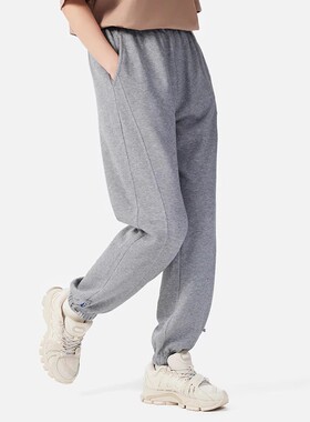 李宁卫裤女士运动时尚系列春季宽松女装束脚针织运动长裤AKLS952