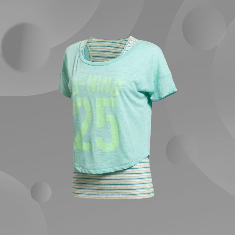 李宁正品夏季新款女子圆领运动休闲舒适透气短袖T恤文化衫AWBK082