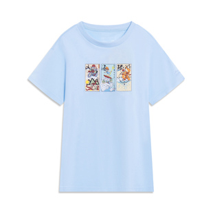 Lining 夏季 儿童宽松透气舒适运动卡通短袖 T恤YHST082 李宁正品