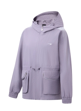 Lining/李宁正品新款健身系列女子防泼水宽松运动连帽外套AFDT068