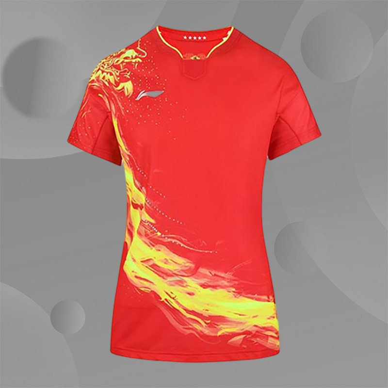 Lining/李宁正品乒乓球国服女子速干凉爽透气比赛短袖T恤AAYR358