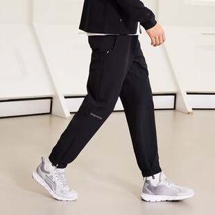 李宁运动裤 冬款男子跑步系列速干梭织加绒收口长裤AYKR531