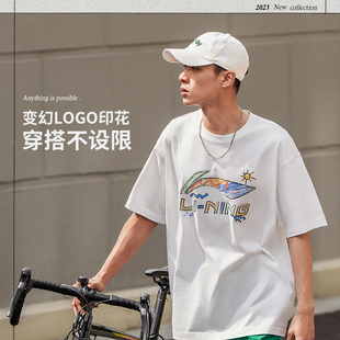 休闲宽松圆领短袖 Lining 男女同款 2026夏季 T恤AHSU745 李宁正品