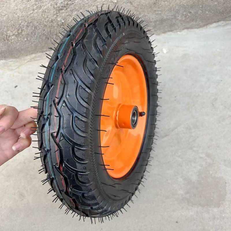 300-8充气轮独轮车轮子14寸老虎车轮子独轮车轮充气3008轮胎配件