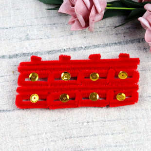 天津结婚头戴喜字头花头喜头饰10个绒花喜事婚庆双喜红绒头喜花囍