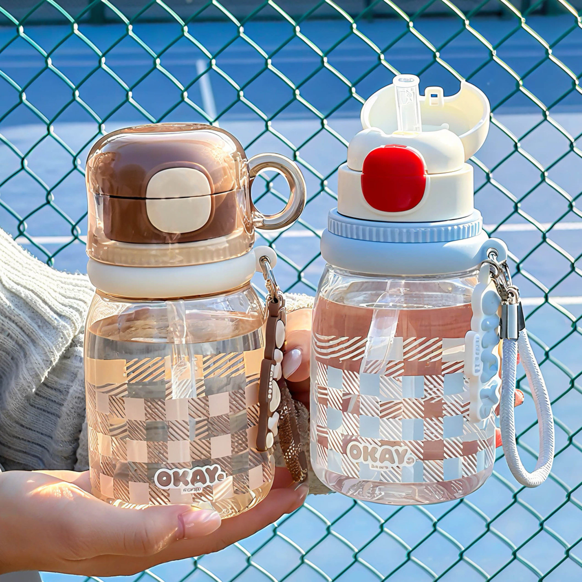 简约高颜值防摔耐高温食品级塑料tritan带吸管便携儿童随行水杯子