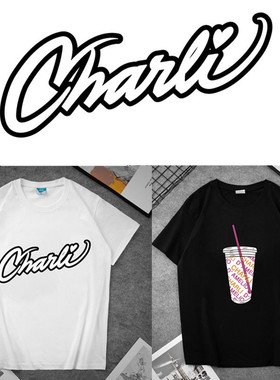 Charli D#39;AmelioT恤夏季圆领时尚卡通印花上衣男女生套头短袖