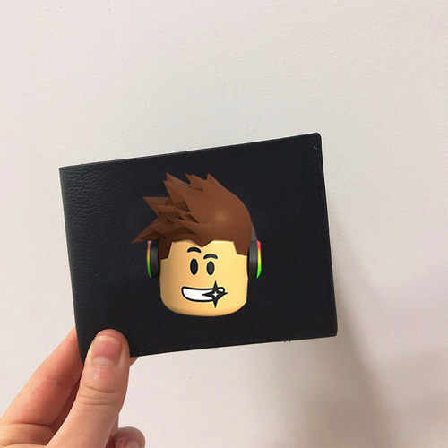 roblox钱包黑色简约时尚潮流学生钱夹卡通可爱男士硬币收纳包