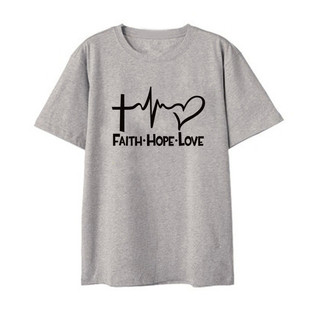FAITH HOPE LOVE T恤宽松打底衫外贸短袖欧美街头时尚字母上衣女