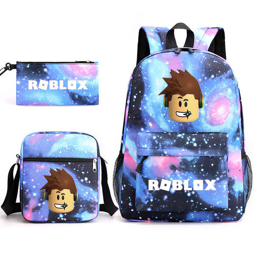 ROBLOX书包三件套斜挎包笔袋双肩背包三件套帆布包大容量学生宝